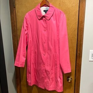 Lands' End Bright Pink Trench Coat